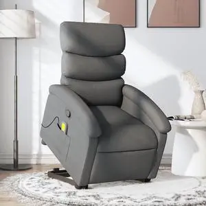 vidaXL Stand up Massage Recliner Chair Power Lift Armchair Dark Gray Fabric