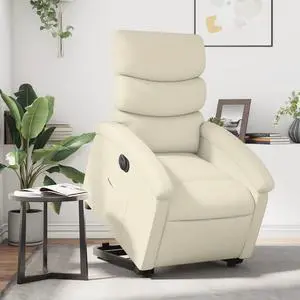 vidaXL Electric Stand up Recliner Chair Power Lift Armchair Cream Faux Leather
