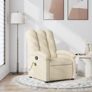 vidaXL Massage Recliner Chair Adjustable Armchair for Elderly Cream Fabric