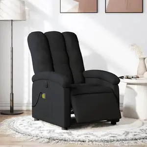 vidaXL Electric Massage Recliner Chair Wingback Reclining Armchair Black Fabric
