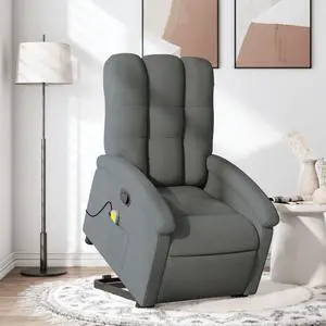 vidaXL Stand up Massage Recliner Chair Power Lift Armchair Dark Gray Fabric