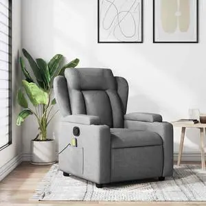 vidaXL Massage Recliner Chair Reclining Armchair for Elderly Dark Gray Fabric vidaXL Massage Recliner Chair Reclining Armchair for Elderly Dark Gray Fabric