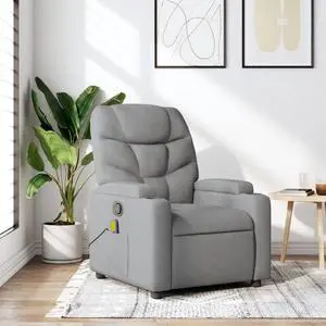 vidaXL Massage Recliner Chair Reclining Armchair for Elderly Light Gray Fabric vidaXL Massage Recliner Chair Reclining Armchair for Elderly Light Gray Fabric