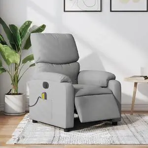 vidaXL Electric Massage Recliner Chair Adjustable Armchair Light Gray Fabric
