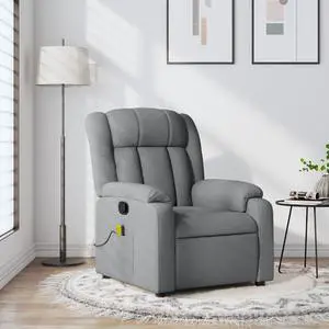 vidaXL Massage Recliner Chair Reclining Armchair for Elderly Light Gray Fabric vidaXL Massage Recliner Chair Reclining Armchair for Elderly Light Gray Fabric