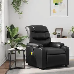 vidaXL Massage Recliner Chair Adjustable Reclining Armchair Black Faux Leather