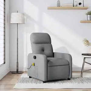 vidaXL Massage Recliner Chair Adjustable Reclining Armchair Light Gray Fabric