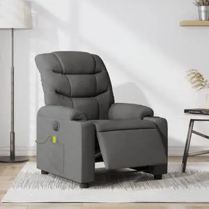 vidaXL Electric Massage Recliner Chair Wingback Armchair Dark Gray Fabric