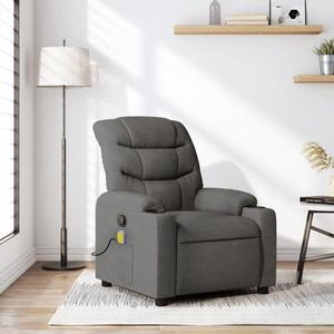 vidaXL Massage Recliner Chair Reclining Armchair for Elderly Dark Gray Fabric