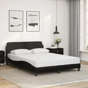vidaXL Bed Frame with Headboard Platform Black 53.9"x74.8" Full Faux Leather