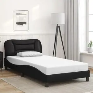 vidaXL Bed Frame with Headboard Furniture Black 39.4"x74.8" Twin Faux Leather