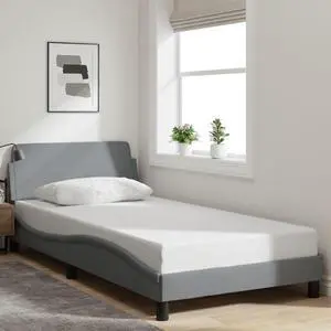 vidaXL Bed Frame with Headboard Base Light Gray 39.4"x79.9" Twin XL Fabric