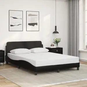 vidaXL Bed Frame with Headboard Furniture Black 53.9"x74.8" Full Faux Leather