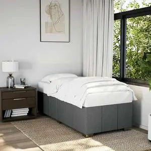 vidaXL Bed Frame Upholstered Bedstead Mattress Base Dark Gray Twin XL Fabric