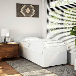 vidaXL Bed Frame without Mattress Platform Bedstead White Twin XL Faux Leather