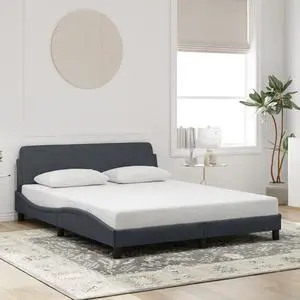 vidaXL Bed Frame with Headboard Furniture Dark Gray 59.8"x79.9" Queen Velvet