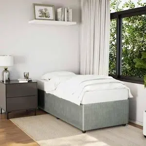 vidaXL Bed Frame Upholstered Bedstead Mattress Base Light Gray Twin XL Velvet