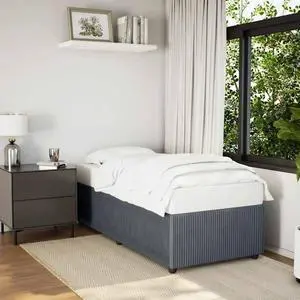 vidaXL Bed Frame Upholstered Bedstead Mattress Base Dark Gray Twin XL Velvet