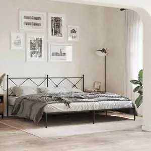 vidaXL Metal Bed Frame with Headboard Bedroom Furniture Black 76"x79.9" King