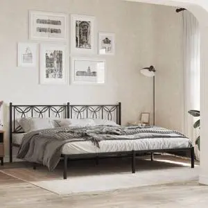 vidaXL Metal Bed Frame with Headboard Bedroom Furniture Black 76"x79.9" King
