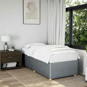 vidaXL Bed Frame Upholstered Bedstead Mattress Base Light Gray Twin XL Fabric