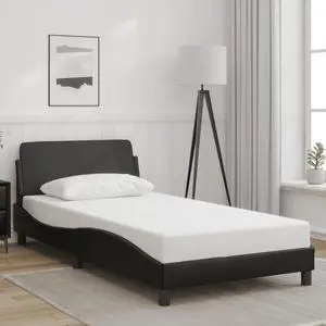 vidaXL Bed Frame with Headboard Platform Black 39.4"x74.8" Twin Faux Leather
