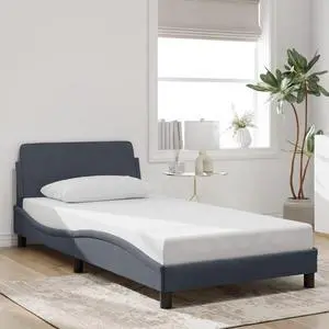 vidaXL Bed Frame with Headboard Platform Dark Gray 39.4"x74.8" Twin Velvet