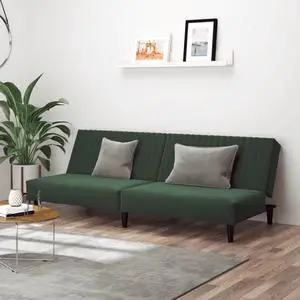 vidaXL 2-Seater Sofa Bed Accent Upholstered Loveseat Couch Dark Green Velvet