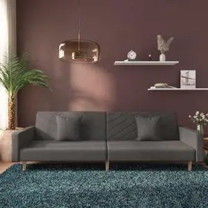 vidaXL 2-Seater Sofa Bed with Two Pillows Accent Loveseat Couch Dark Gray Fabric