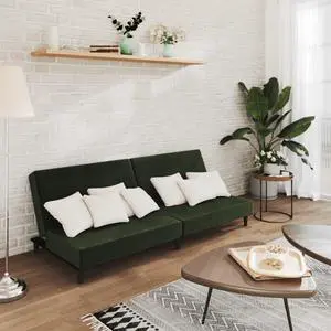 vidaXL 2-Seater Sofa Bed Accent Upholstered Loveseat Couch Dark Green Velvet