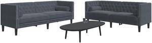 vidaXL Chesterfield Sofa Set with Bolsters Settee 2 Piece Dark Gray Velvet