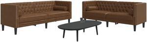 vidaXL Chesterfield Sofa Set with Bolsters 2 Piece Brown Faux Suede Leather
