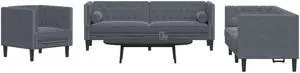 vidaXL Chesterfield Sofa Set with Bolsters Settee 3 Piece Dark Gray Velvet