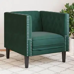 vidaXL Chesterfield Sofa Chair Armchair Upholstered Couch Dark Green Velvet