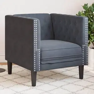 vidaXL Chesterfield Sofa Chair Armchair Upholstered Couch Dark Gray Velvet