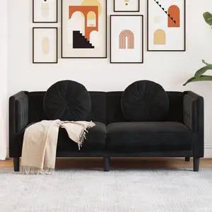 vidaXL Sofa with Cushions 2-Seater Upholstered Couch Loveseat Black Velvet