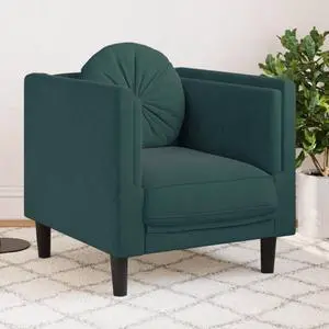 vidaXL Sofa Chair with Cushion Accent Armchair Living Room Dark Green Velvet