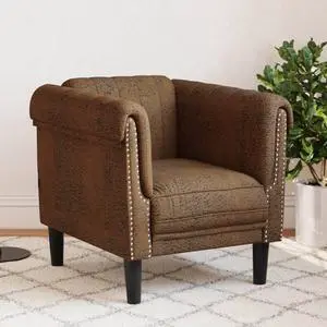 vidaXL Sofa Chair Accent Armchair Seating Living Room Brown Faux Suede Leather