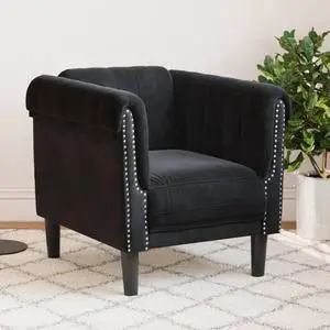 vidaXL Sofa Chair Accent Upholstered Armchair Seating Living Room Black Velvet