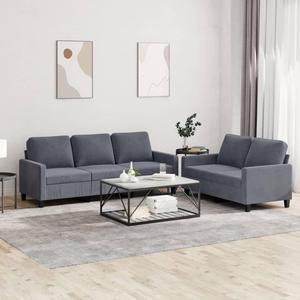 vidaXL Sofa Set with Cushions Loveseat Couch Armchair 2 Piece Dark Gray Velvet