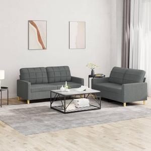 vidaXL Sofa Set with Cushions Sectional Sofa Couch 2 Piece Dark Gray Fabric