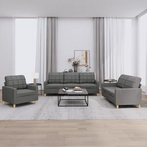 vidaXL Sofa Set with Cushions Sectional Sofa Couch 3 Piece Dark Gray Fabric