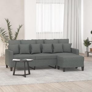 vidaXL Sofa Accent 3-Seater Couch Sofa Armchair with Footstool Dark Gray Fabric