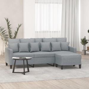 vidaXL Sofa 3-Seater Couch Sofa Armchair with Footstool Light Gray Fabric