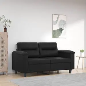 vidaXL Sofa Accent Loveseat Couch Settee 2 Seater Sofa Black Faux Leather
