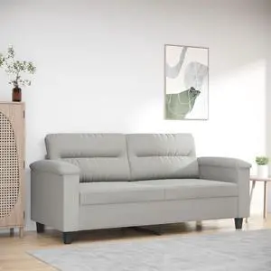 vidaXL 2-Seater Sofa Loveseat Couch Sofa Settee Light Gray Microfiber Fabric