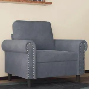 vidaXL Sofa Chair Accent Upholstered Single Sofa Armchair Dark Gray Velvet