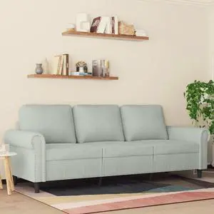 vidaXL Sofa Accent Upholstered 3-Seater Couch Sofa Armchair Light Gray Velvet