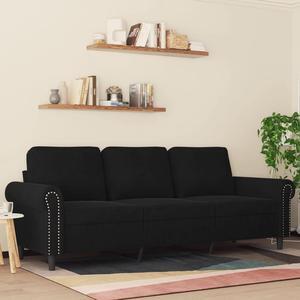 vidaXL Sofa Accent Upholstered 3-Seater Couch Sofa for Living Room Black Velvet
