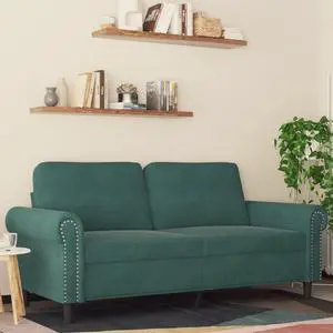 vidaXL 2-Seater Sofa Accent Loveseat Couch Settee for Office Dark Green Velvet
